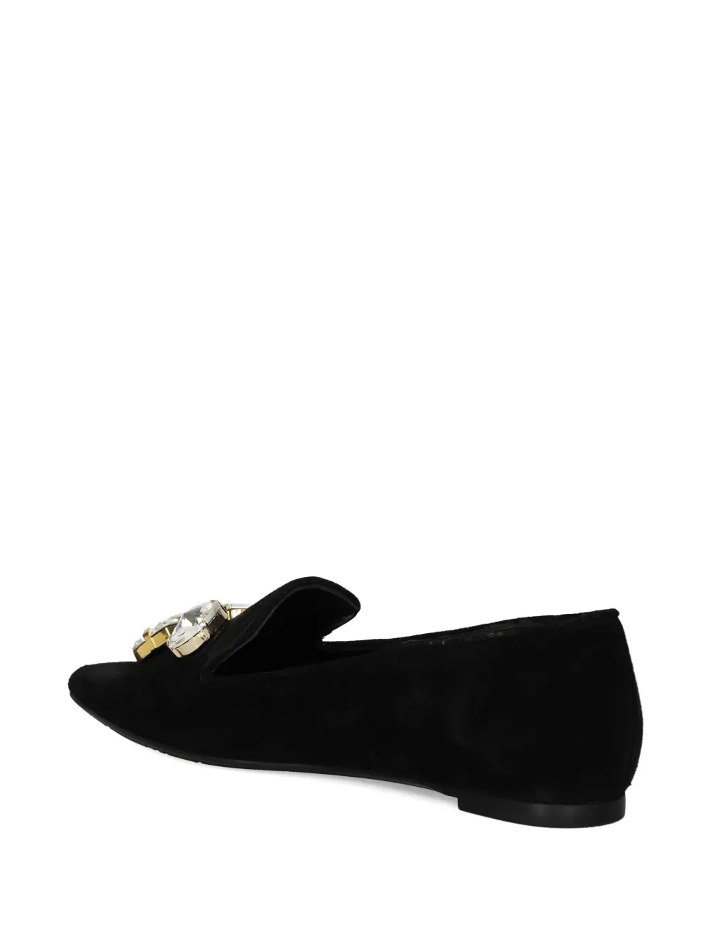 Ras Pointed-toe Crystal-embellished Loafers In Black