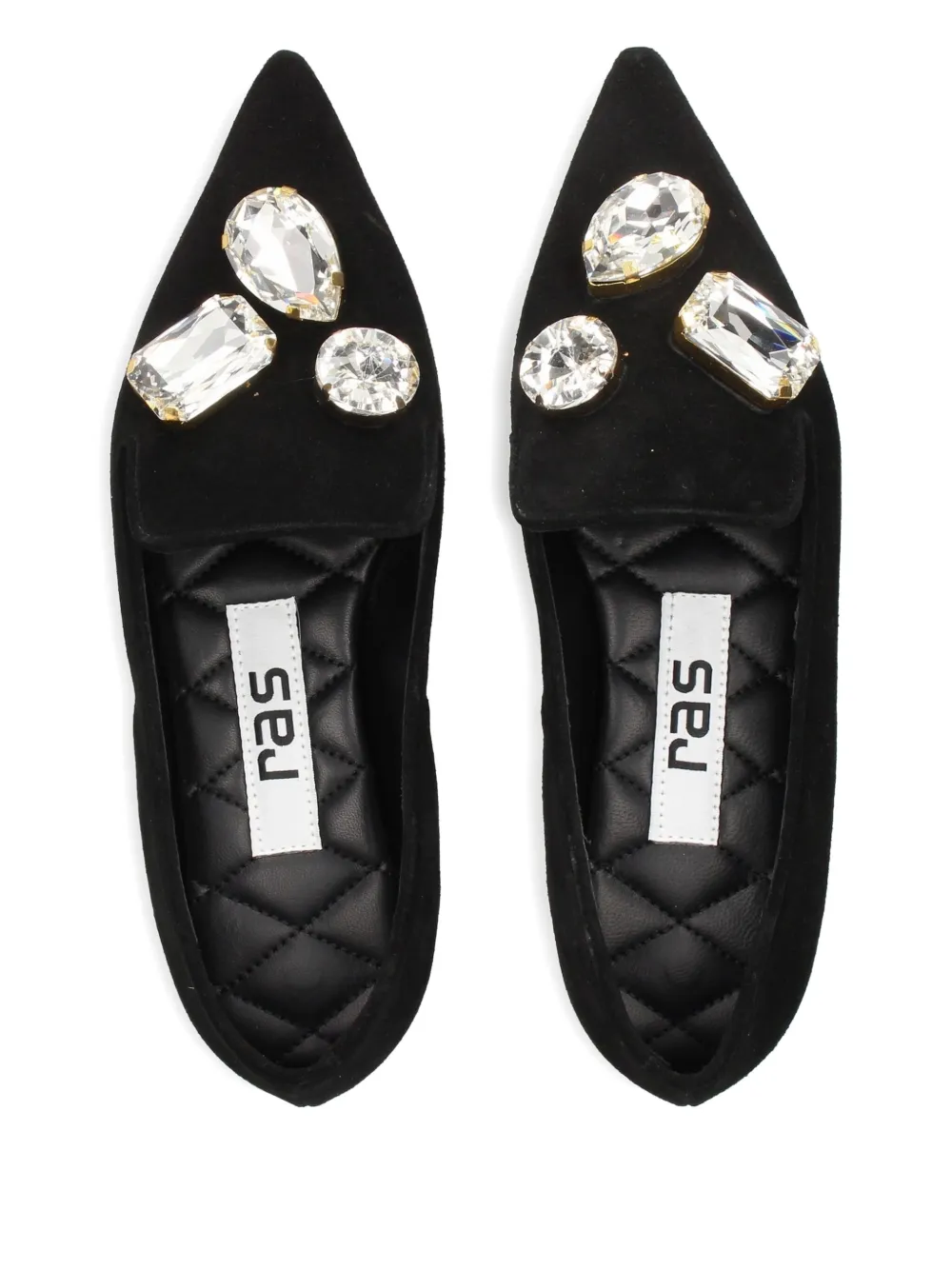 Ras Pointed-toe Crystal-embellished Loafers In Black