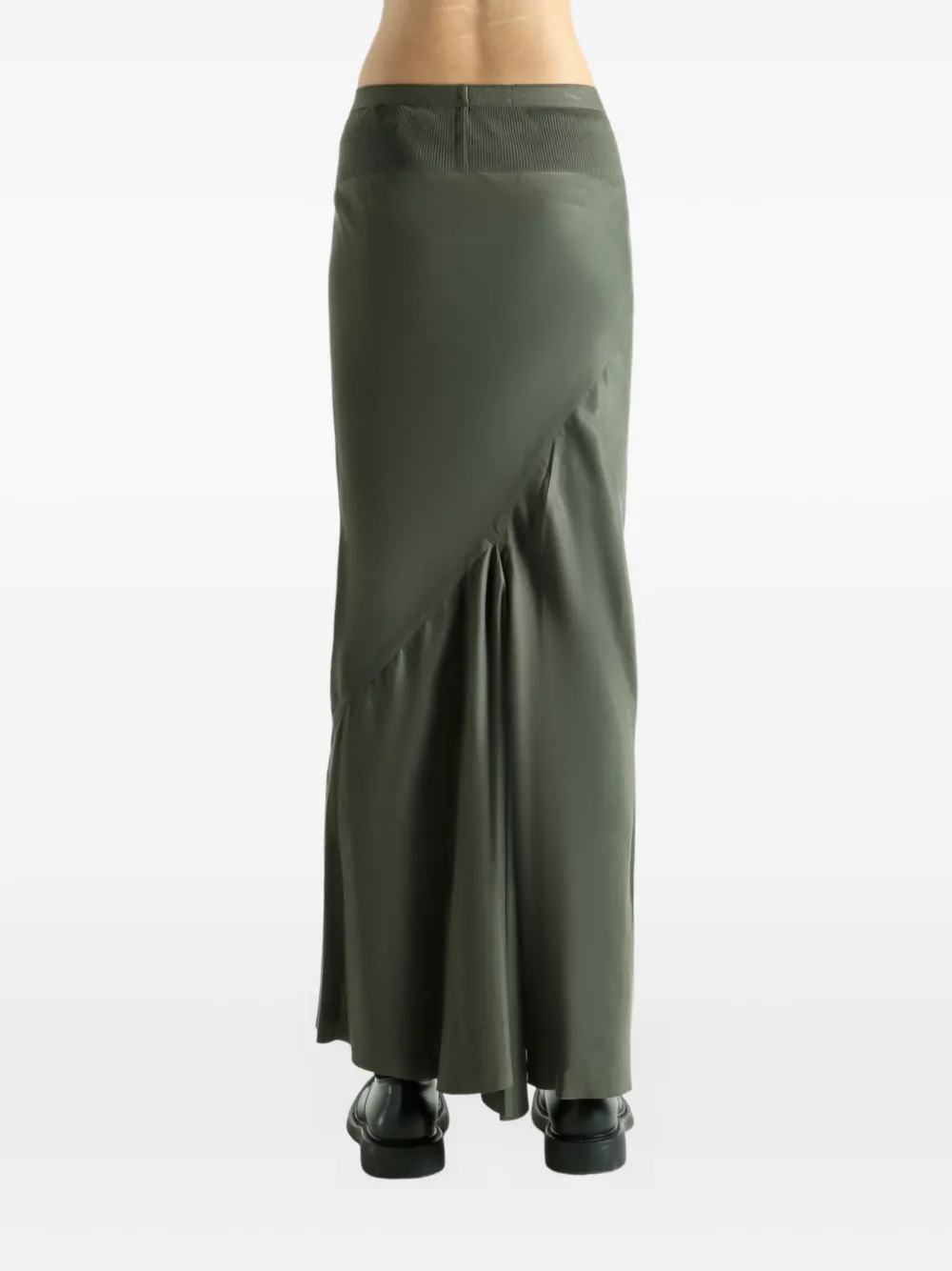 Rick Owens Ribbed Maxi Skirt In Green
