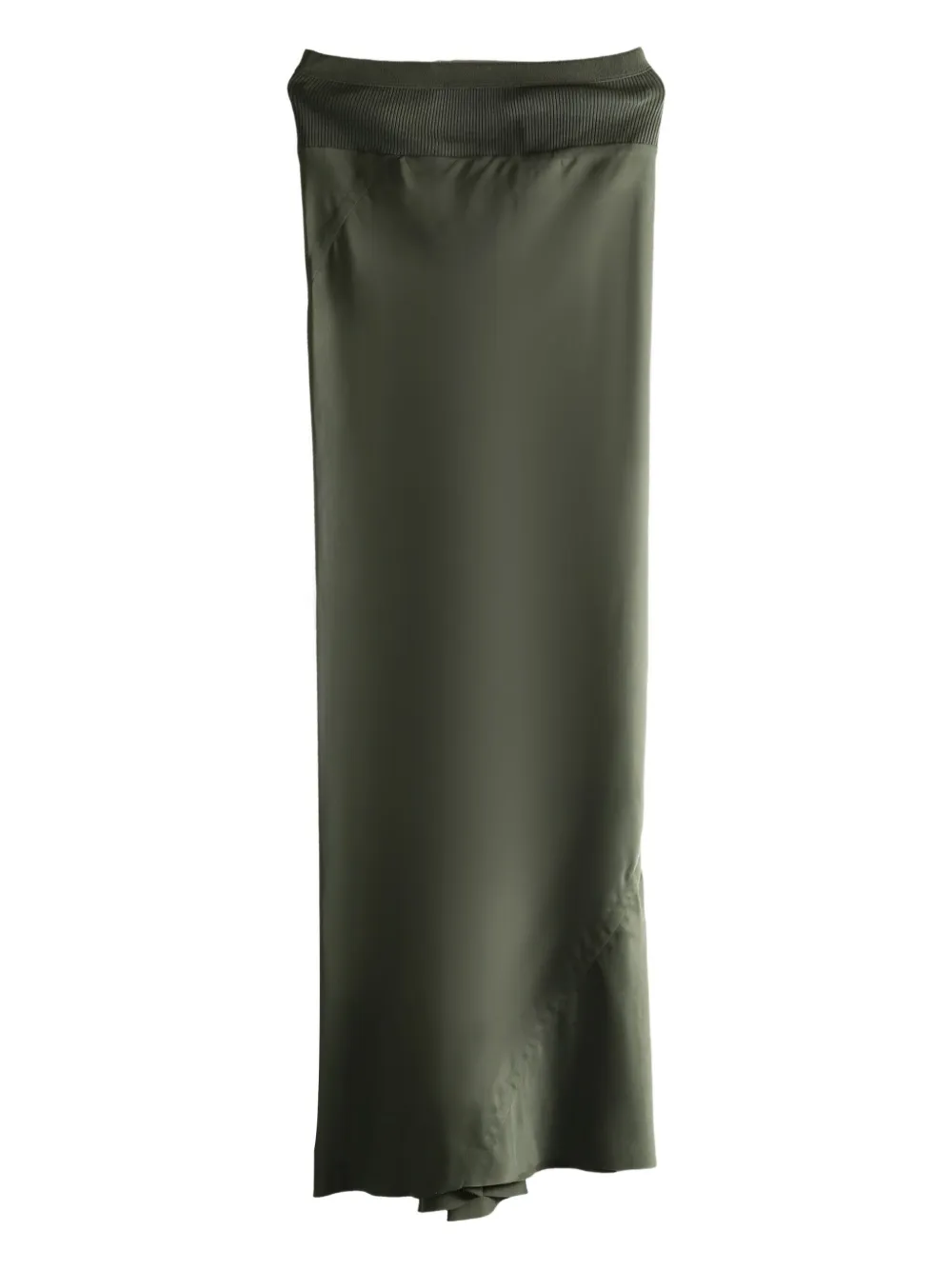 Rick Owens Ribbed Maxi Skirt In Green
