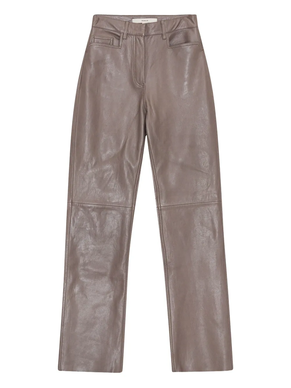Remain Birger Christensen High-waist Leather Pants In Brown