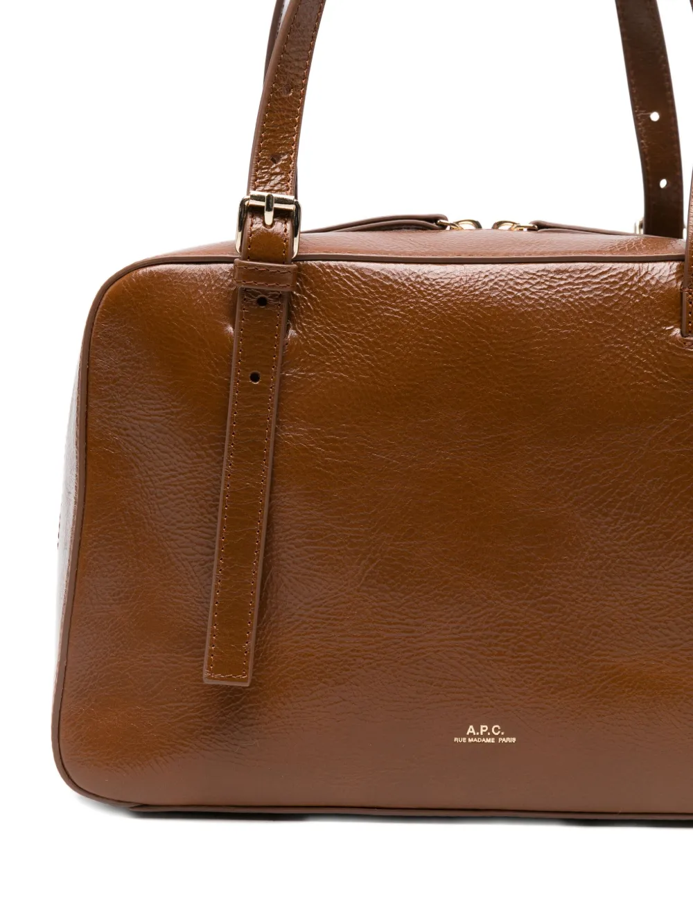 Apc Virginie Brown Shoulder Bag With Removable Shoulder Strap And Front Logo In Leather Woman In Brown