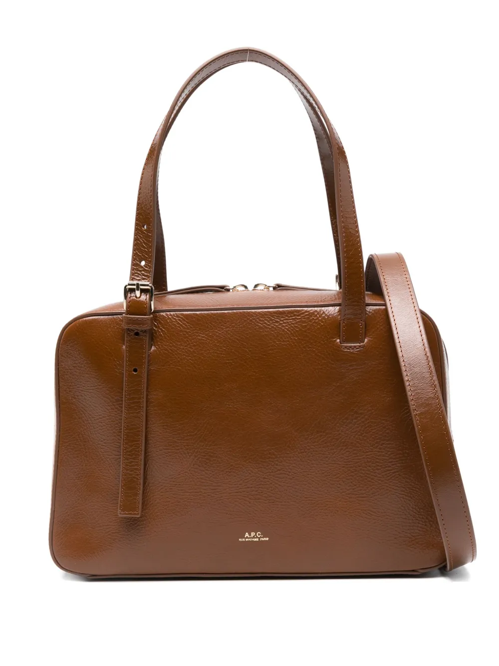 Apc Virginie Brown Shoulder Bag With Removable Shoulder Strap And Front Logo In Leather Woman In Brown