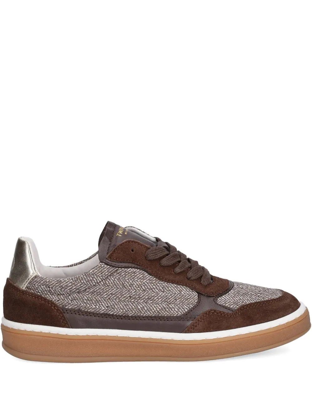 TWINSET Sneakers met visgraatpatroon en vlakken Bruin