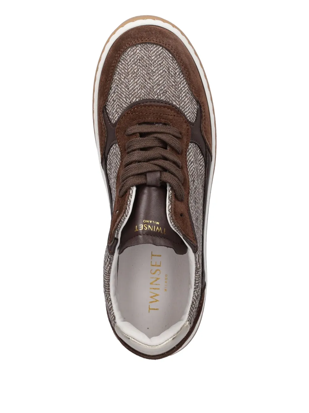 TWINSET Sneakers met visgraatpatroon en vlakken Bruin