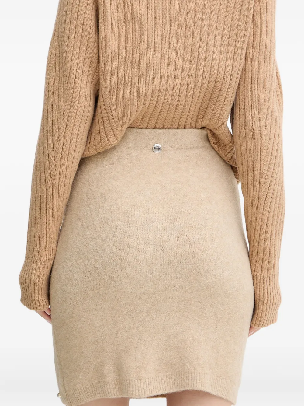 TWINSET faux pearl-embellished mini skirt - Beige