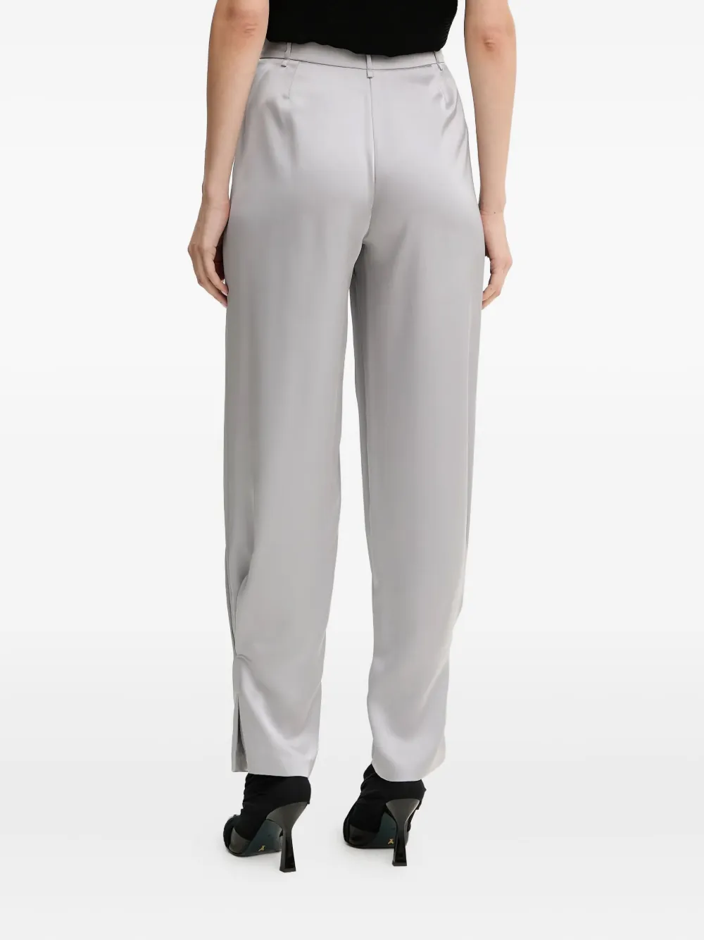 Twinset Satin Trousers In Gray