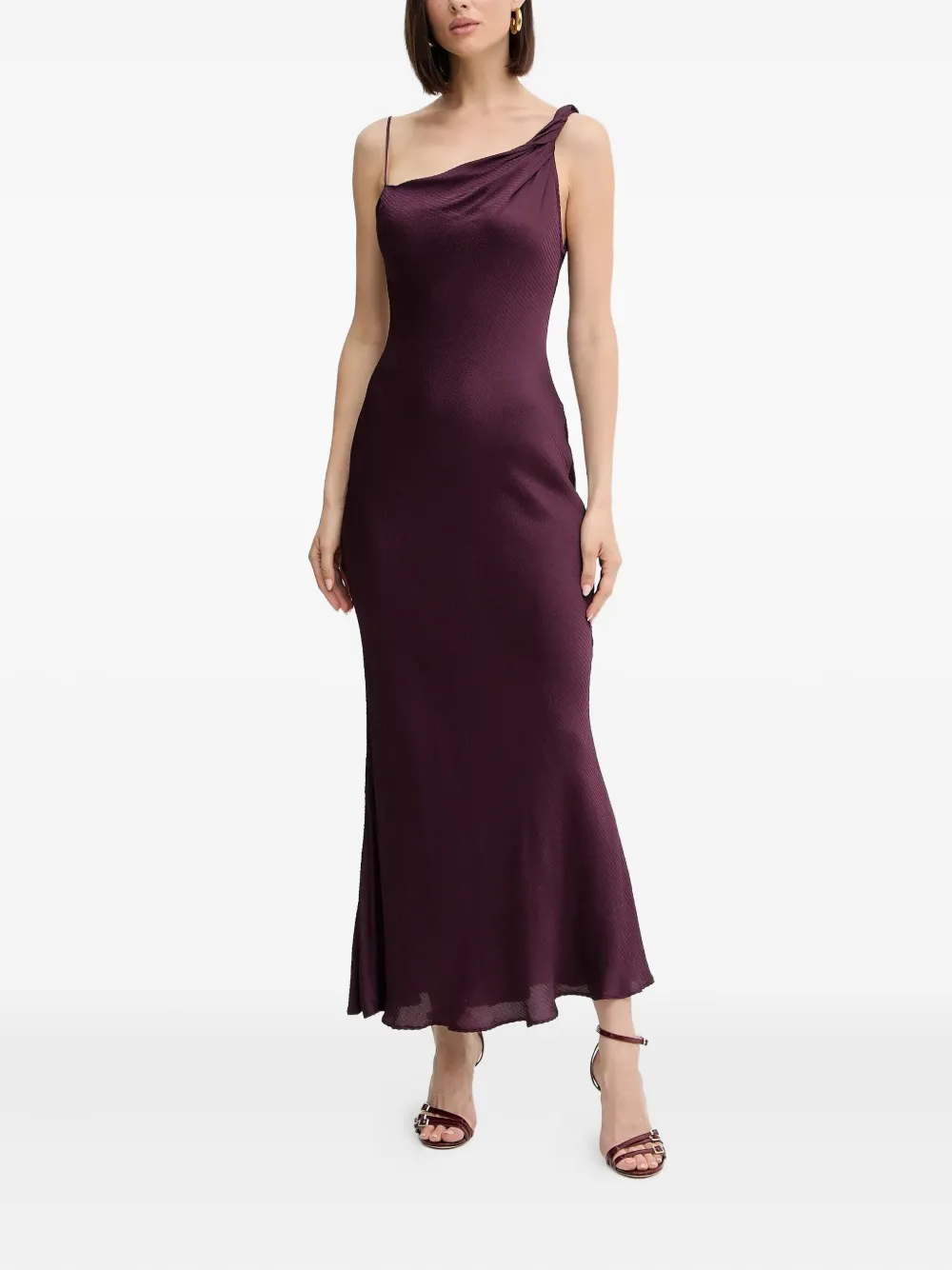 TWINSET Asymmetrische maxi-jurk met gedraaid detail - Paars