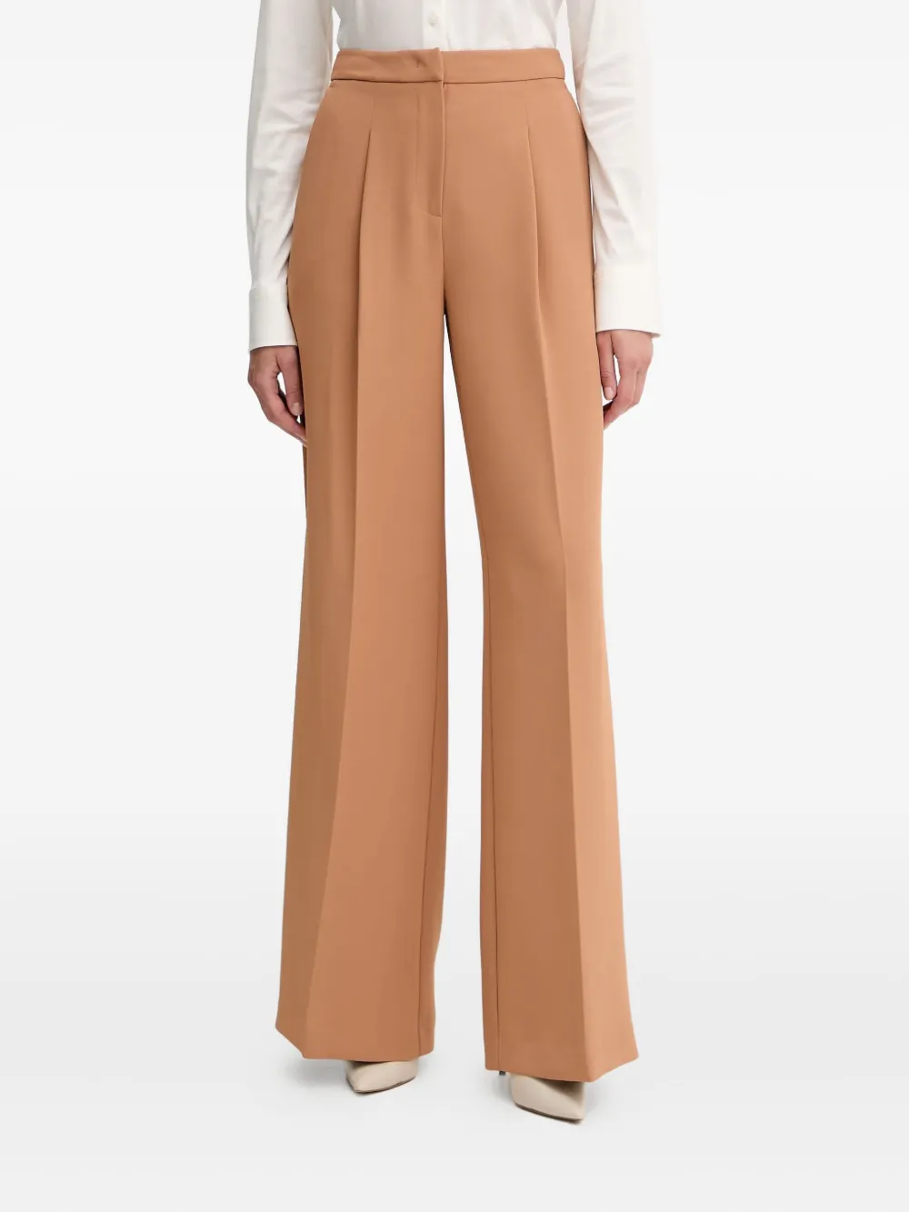 Twinset High-waisted Trousers In Brown