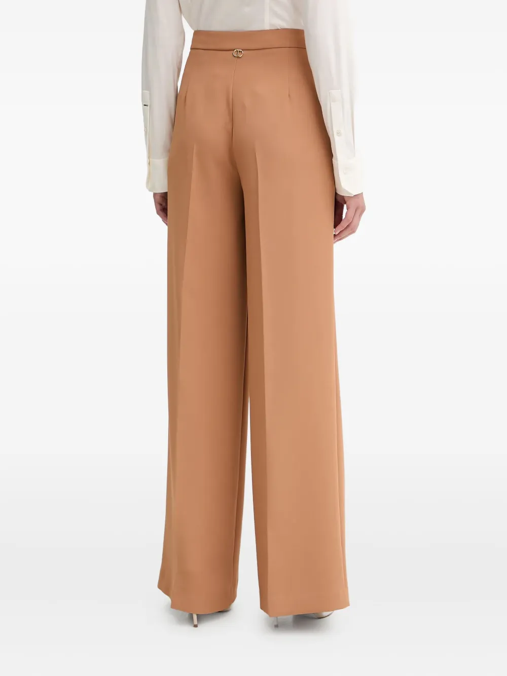 Twinset High-waisted Trousers In Brown