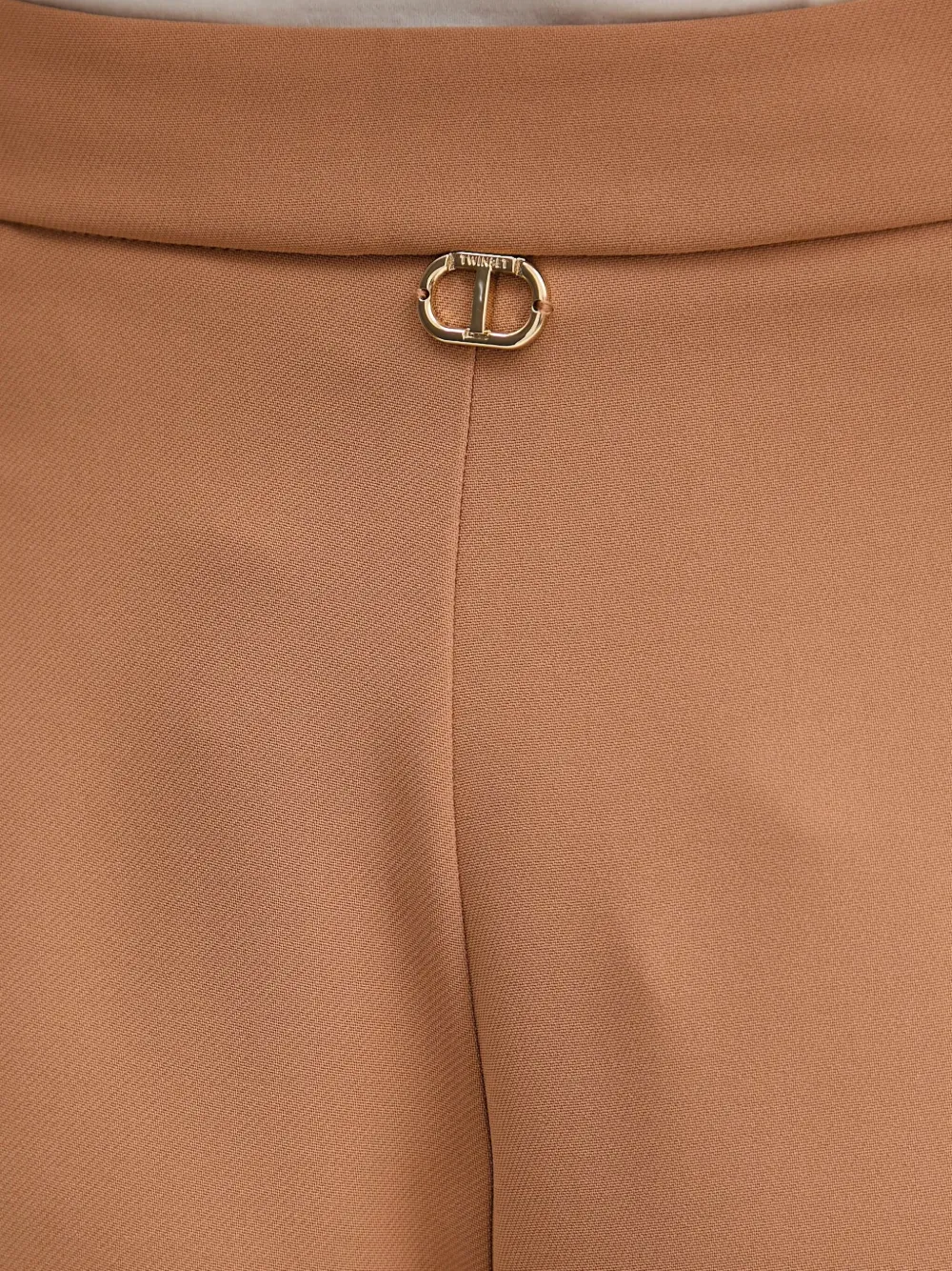Twinset High-waisted Trousers In Brown