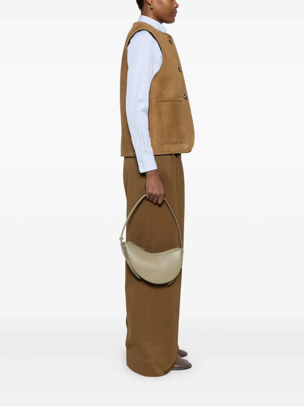 Soeur Crescent schoudertas met rits - Beige