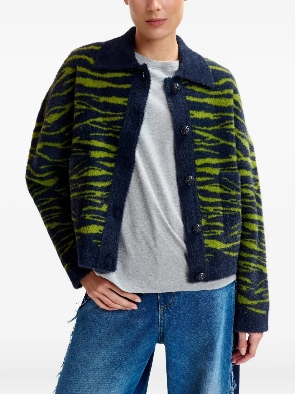 Essentiel Antwerp Two-tone Long-sleeve Cardigan In Multi