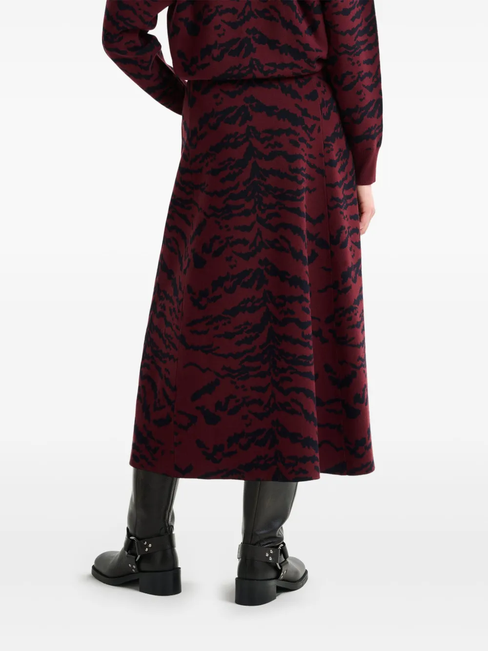 Essentiel Antwerp Tiger-print Midi Skirt In Red
