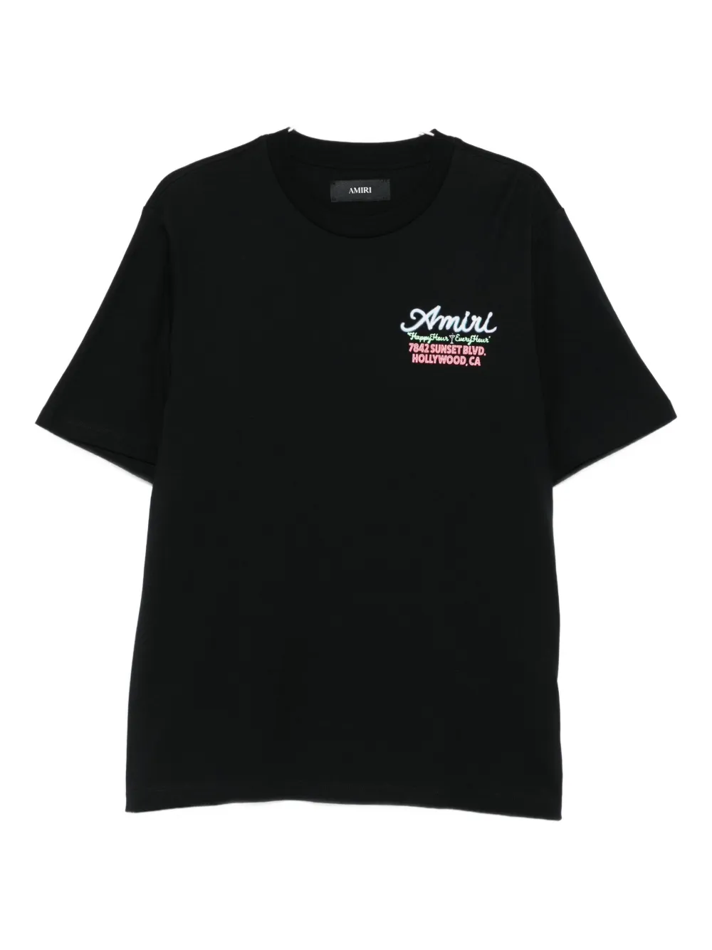 Amiri Mens Neon Lights Graphic-print Cotton T-shirt Black Xl In Black