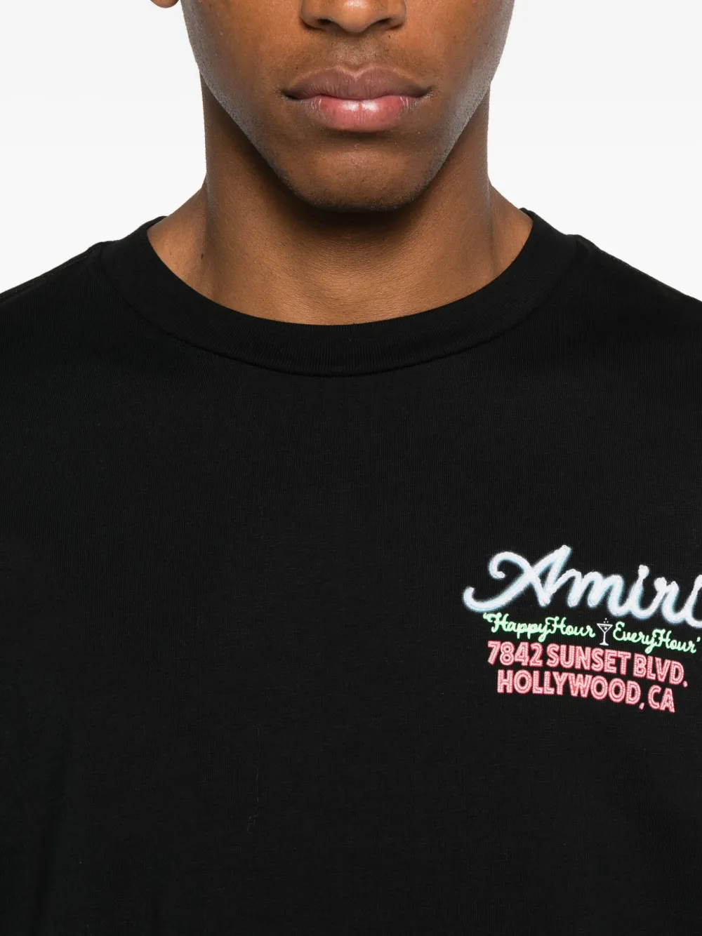 Amiri Mens Neon Lights Graphic-print Cotton T-shirt Black Xl In Black