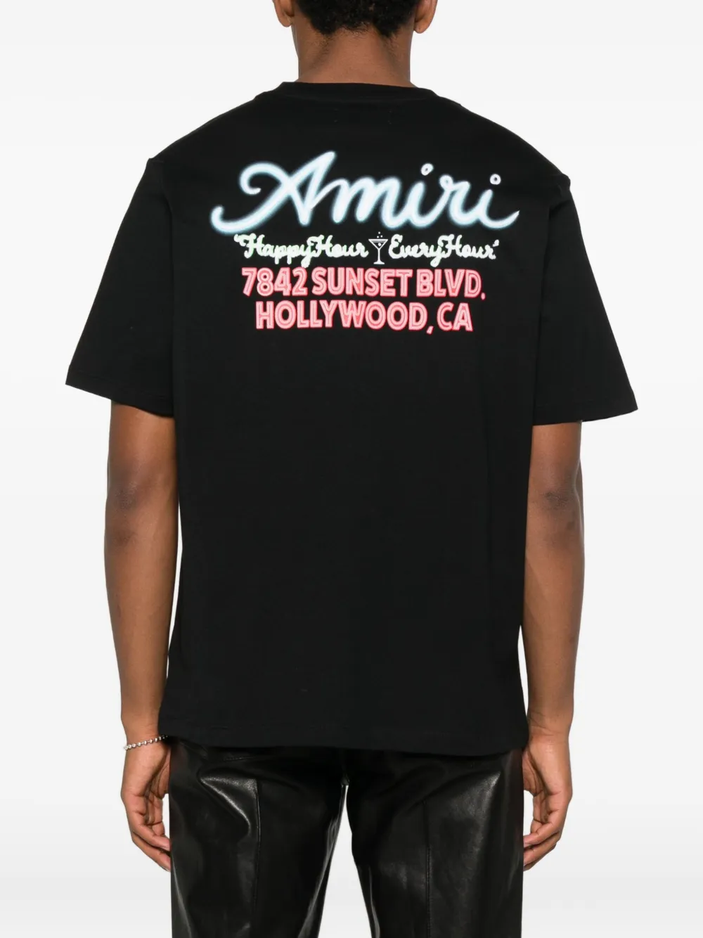 Amiri Mens Neon Lights Graphic-print Cotton T-shirt Black Xl In Black