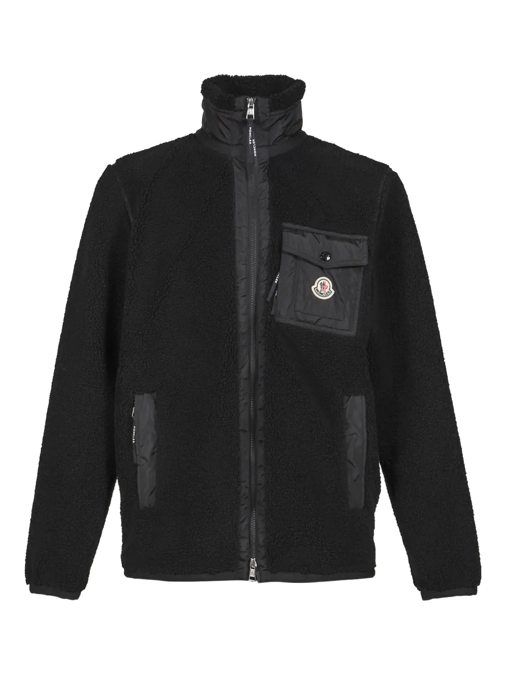 Moncler Teddy Zip-up Sweatshirt With Pocket In Black