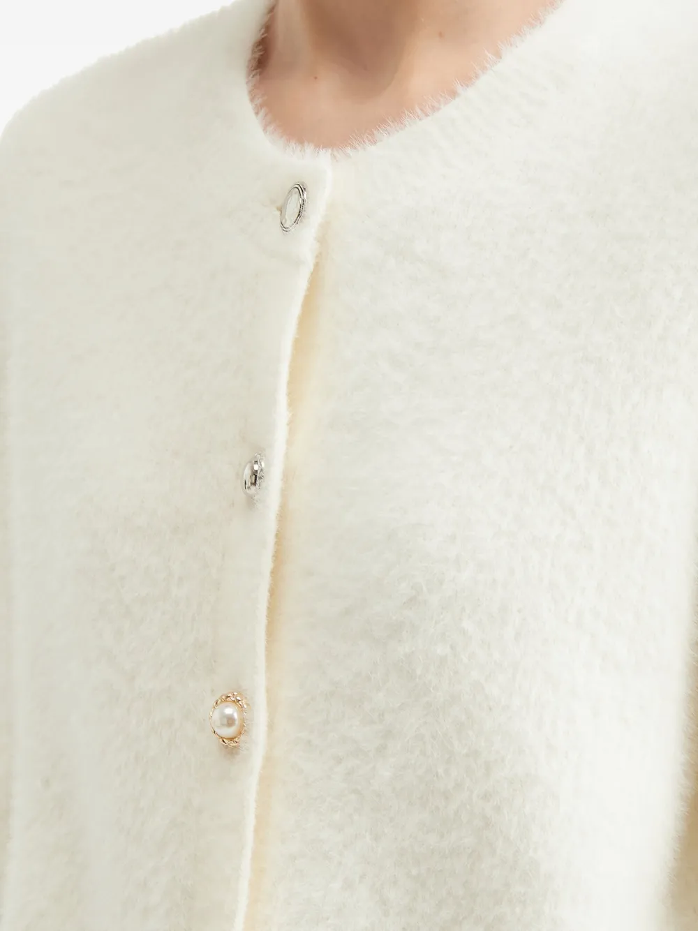 b+ab Vest verfraaid met parels en ronde hals Wit