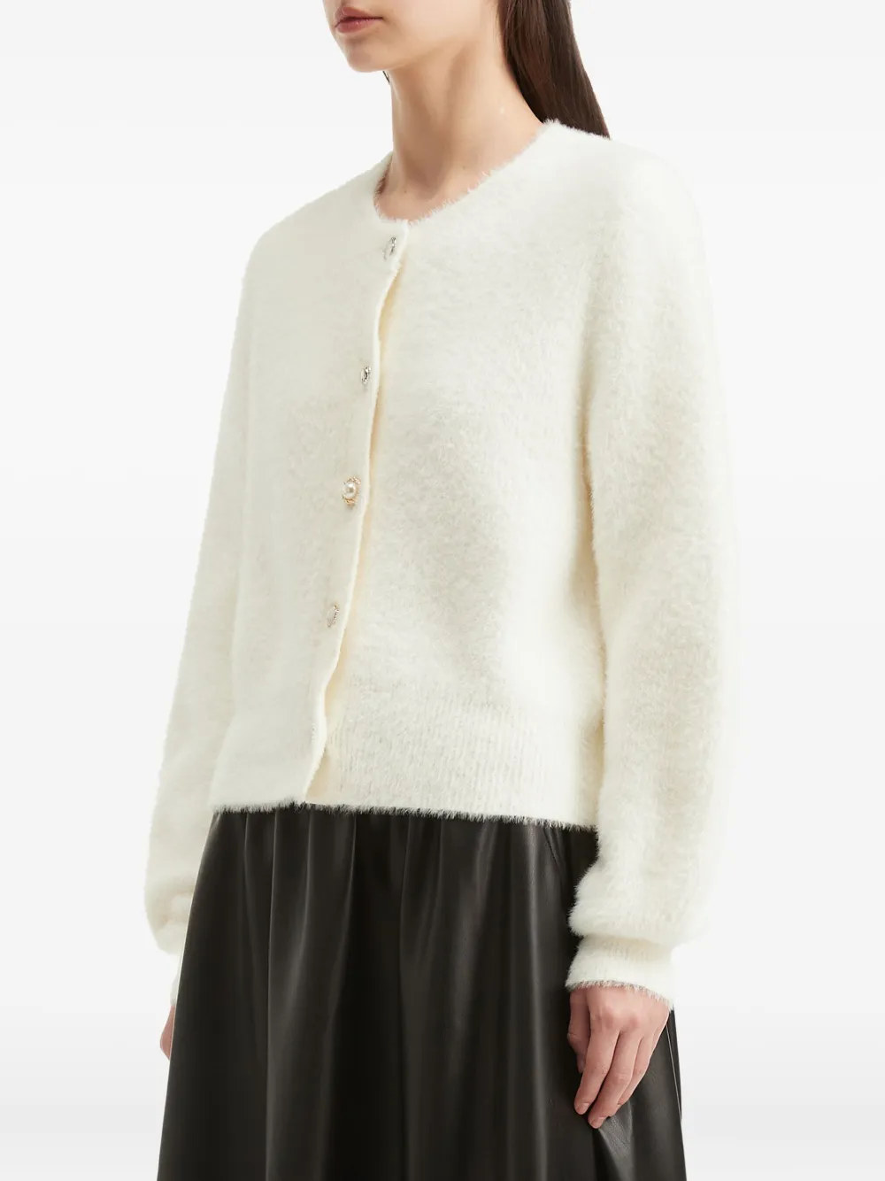 b+ab Vest verfraaid met parels en ronde hals Wit