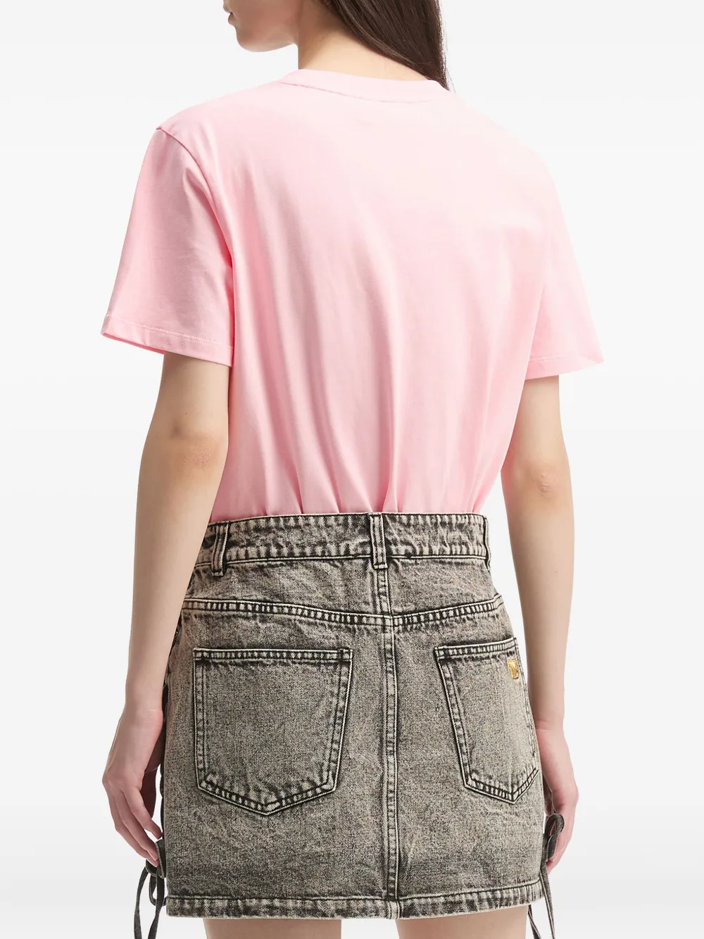 Mini Cream Rabbit-print Cotton T-shirt In Pink
