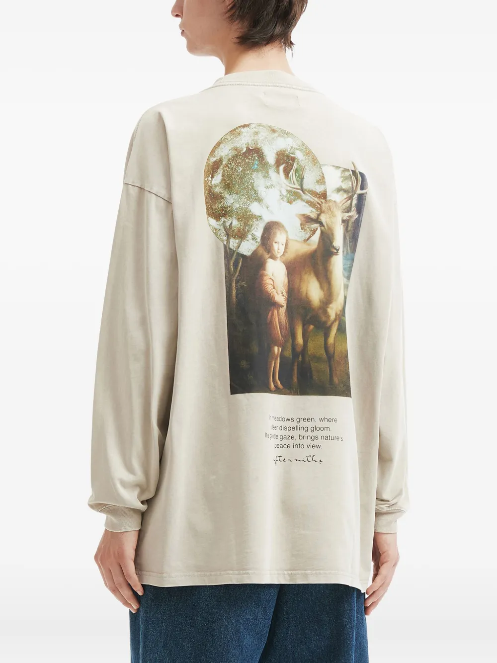 Aftermaths Deer-print Long-sleeved T-shirt In Multi
