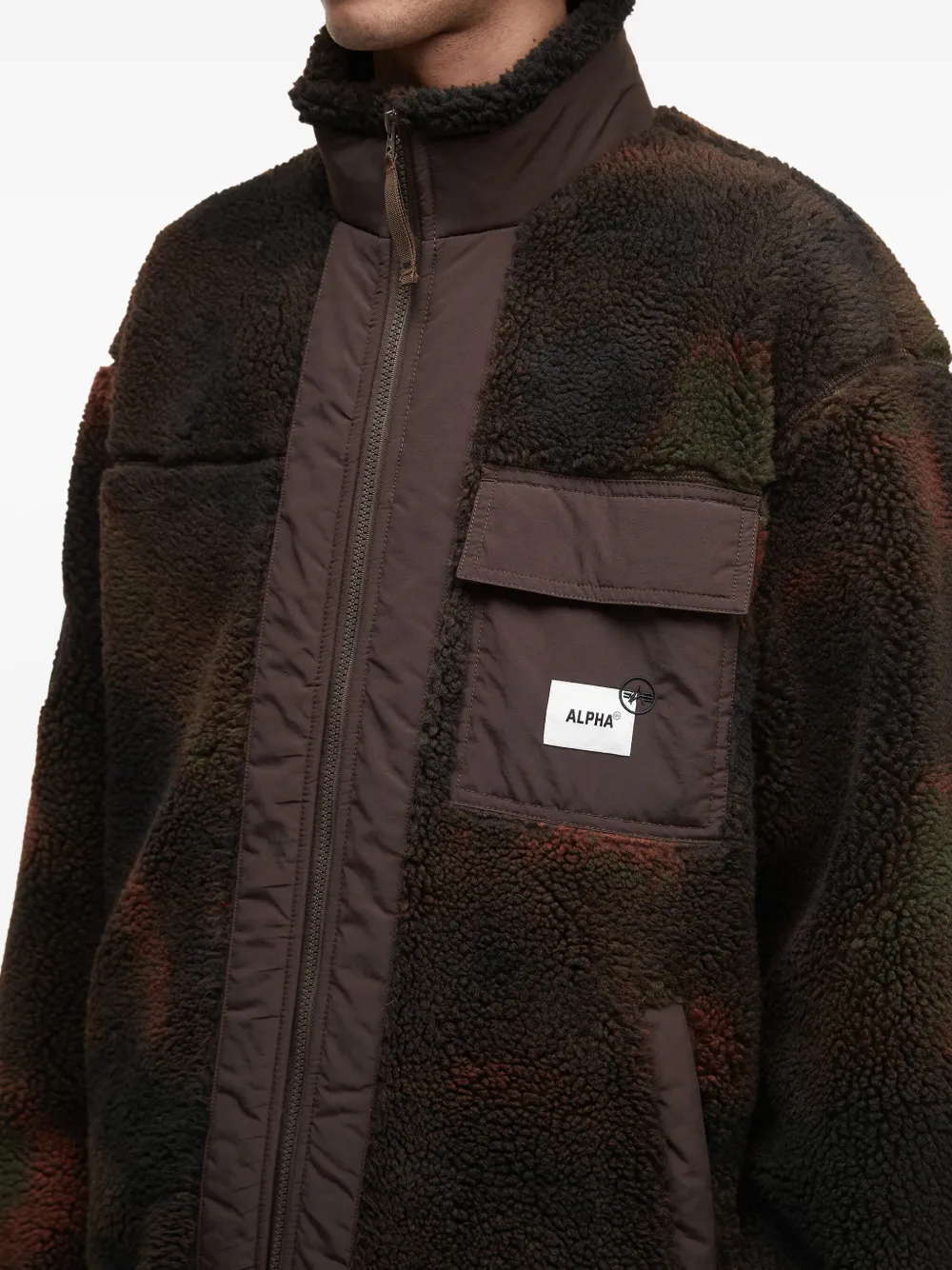 Alpha Industries Zip-up Fleece Jacket In Brown