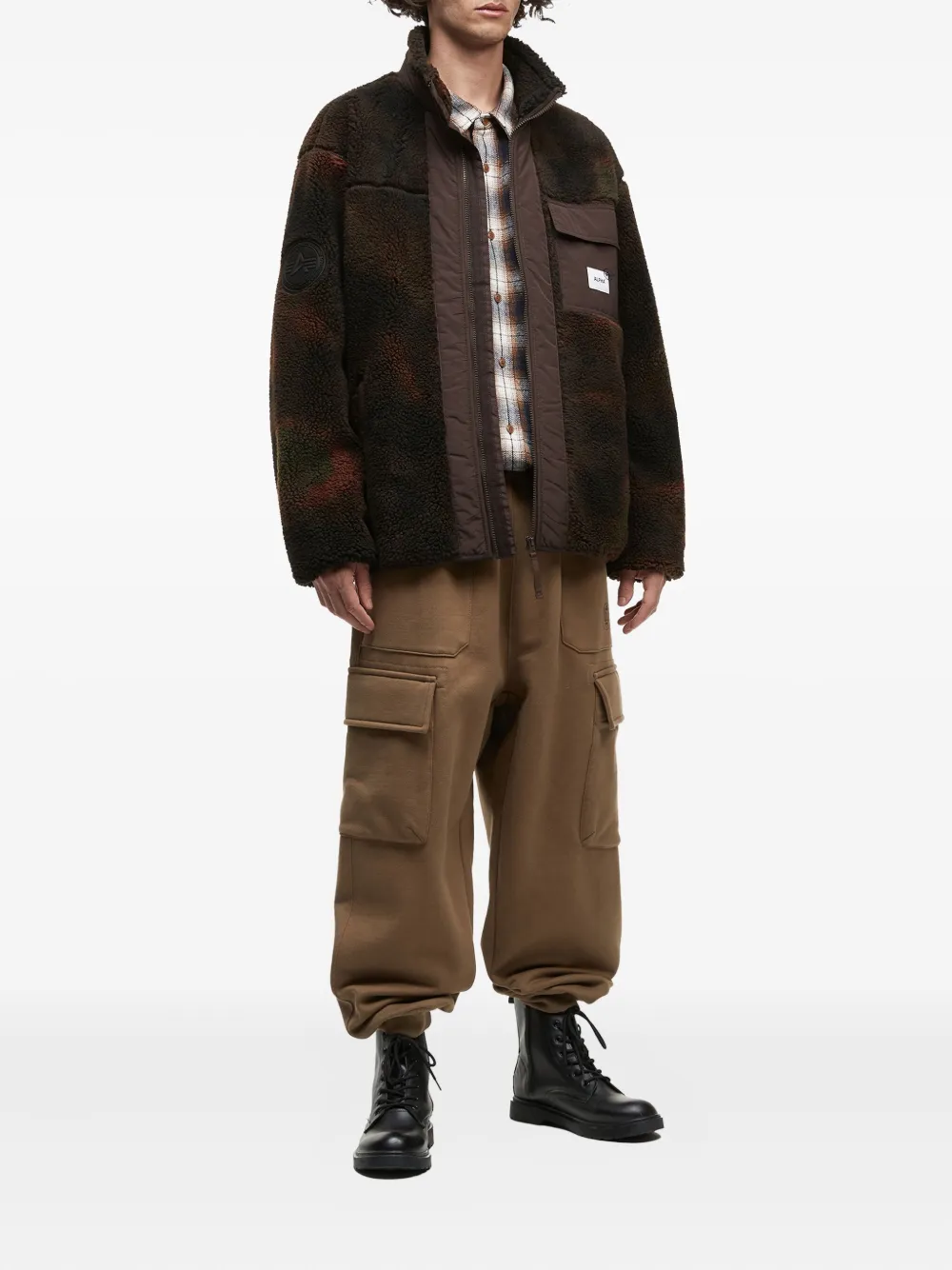 Alpha Industries Zip-up Fleece Jacket In Brown