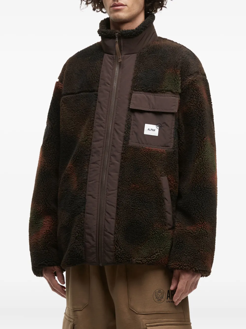 Alpha Industries Zip-up Fleece Jacket In Brown