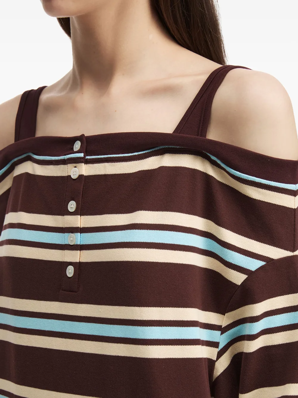 B+ab Striped Off-shoulder Top In Blue