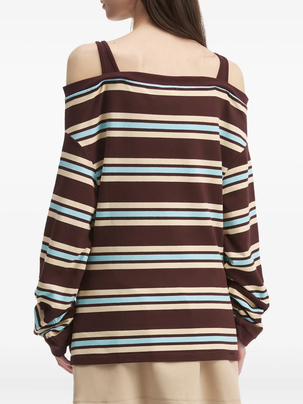 B+ab Striped Off-shoulder Top In Blue