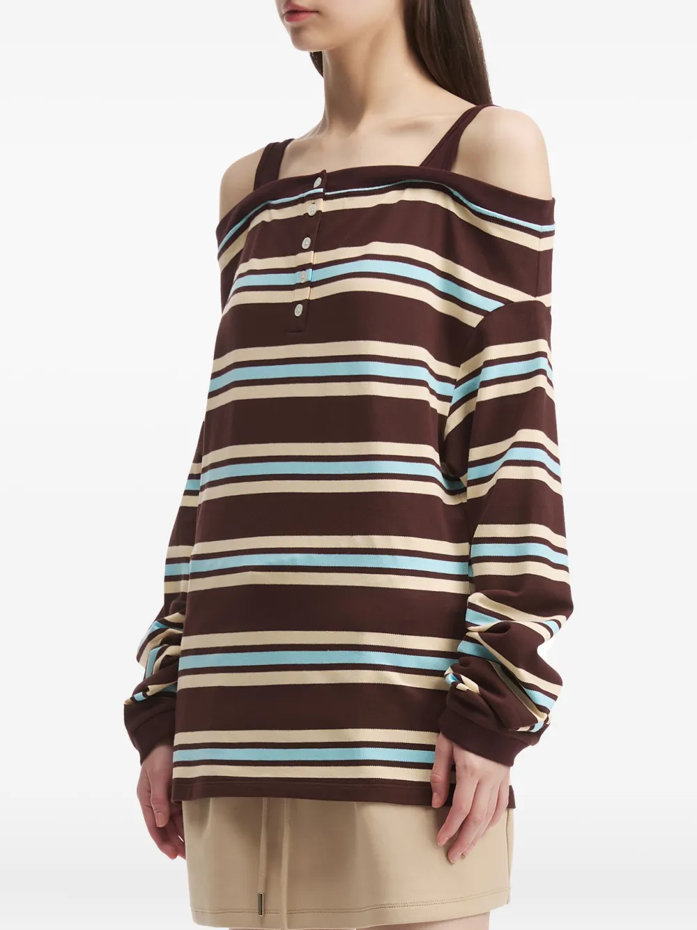 B+ab Striped Off-shoulder Top In Blue