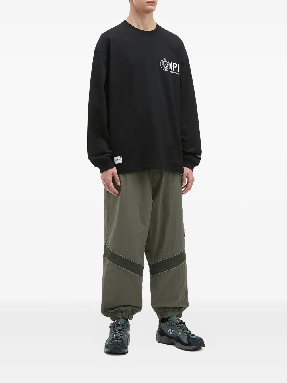 Alpha Industries Broek met elastische taille met vlakken - Groen