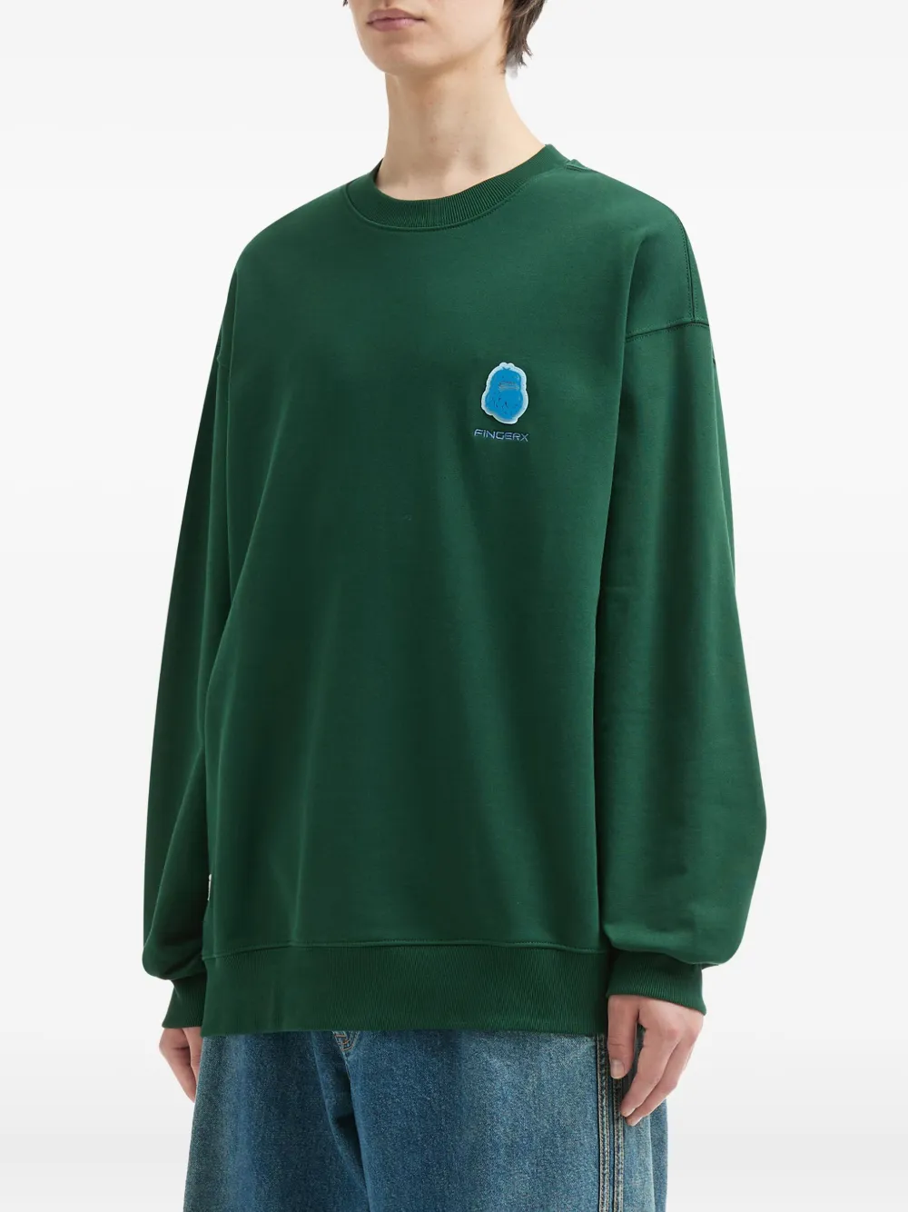 Fingercroxx Embroidered Logo Sweatshirt In Green