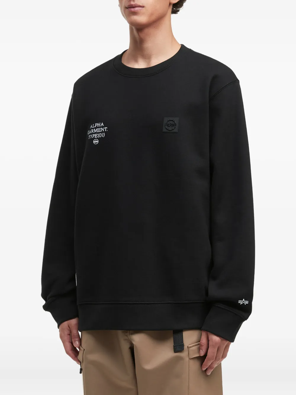 Alpha Industries Logo-patch Crew-neck Sweatshirt In Black