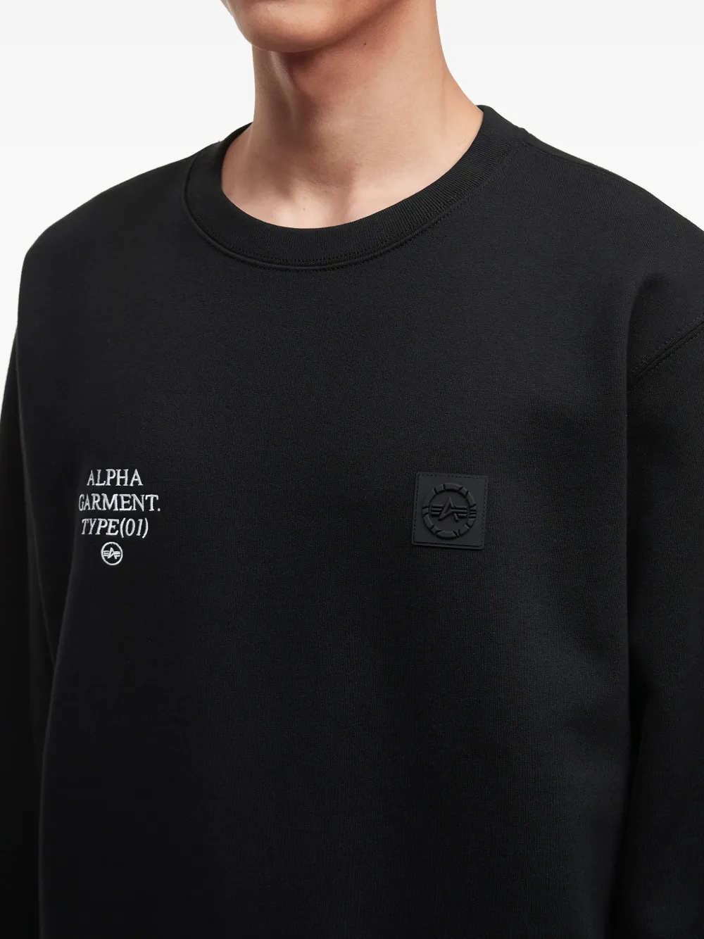 Alpha Industries Logo-patch Crew-neck Sweatshirt In Black