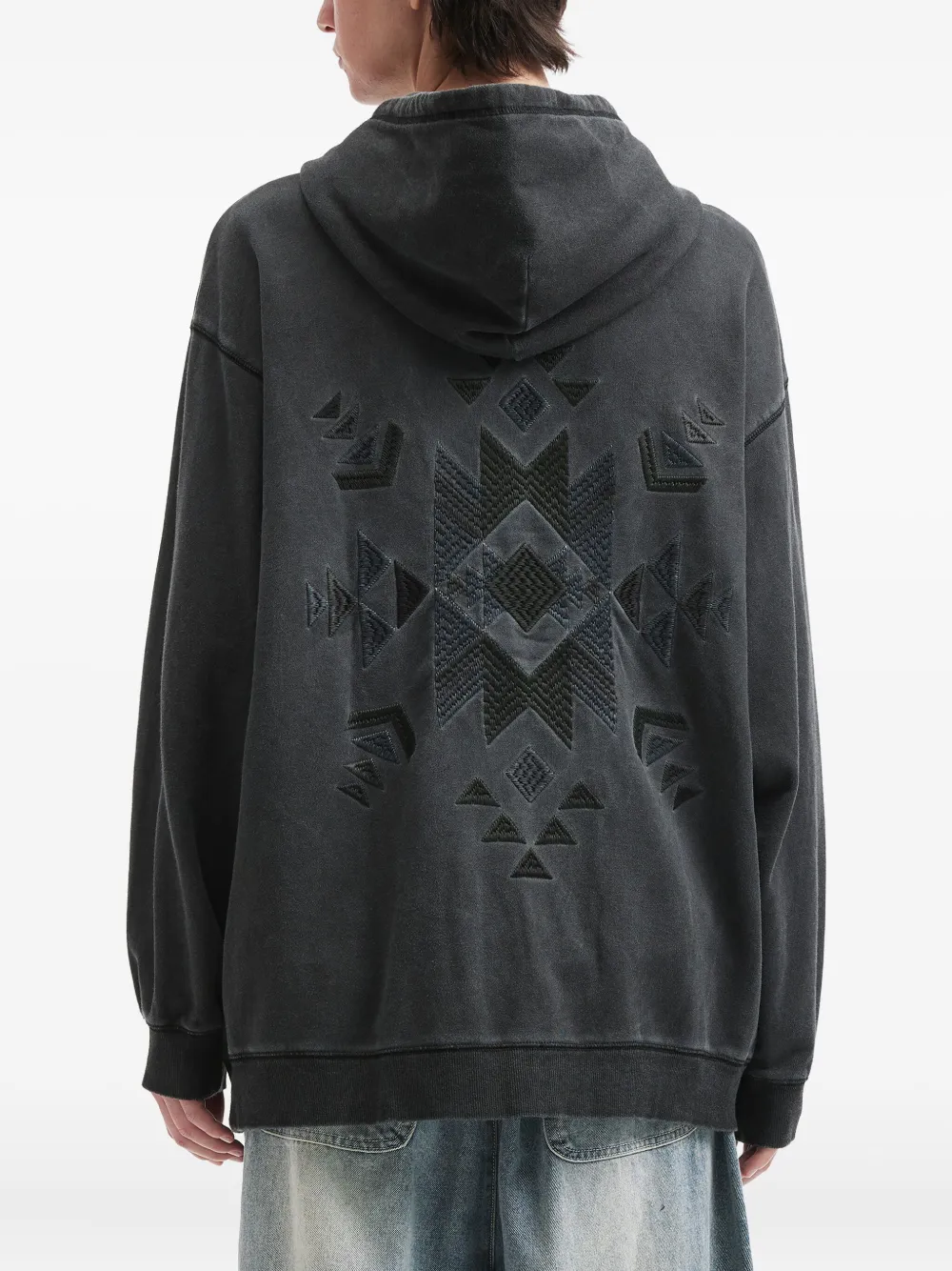 Aftermaths Embroidered Zip-up Hoodie In Black