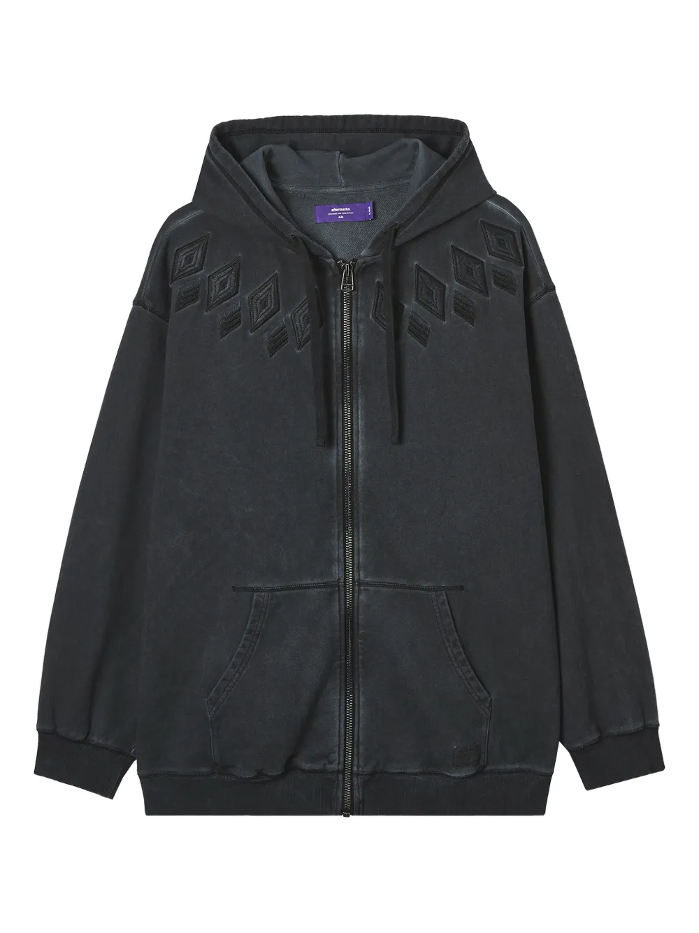 aftermaths embroidered zip-up hoodie | Black | Image 1