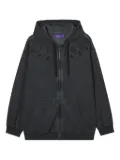 aftermaths embroidered zip-up hoodie - Black