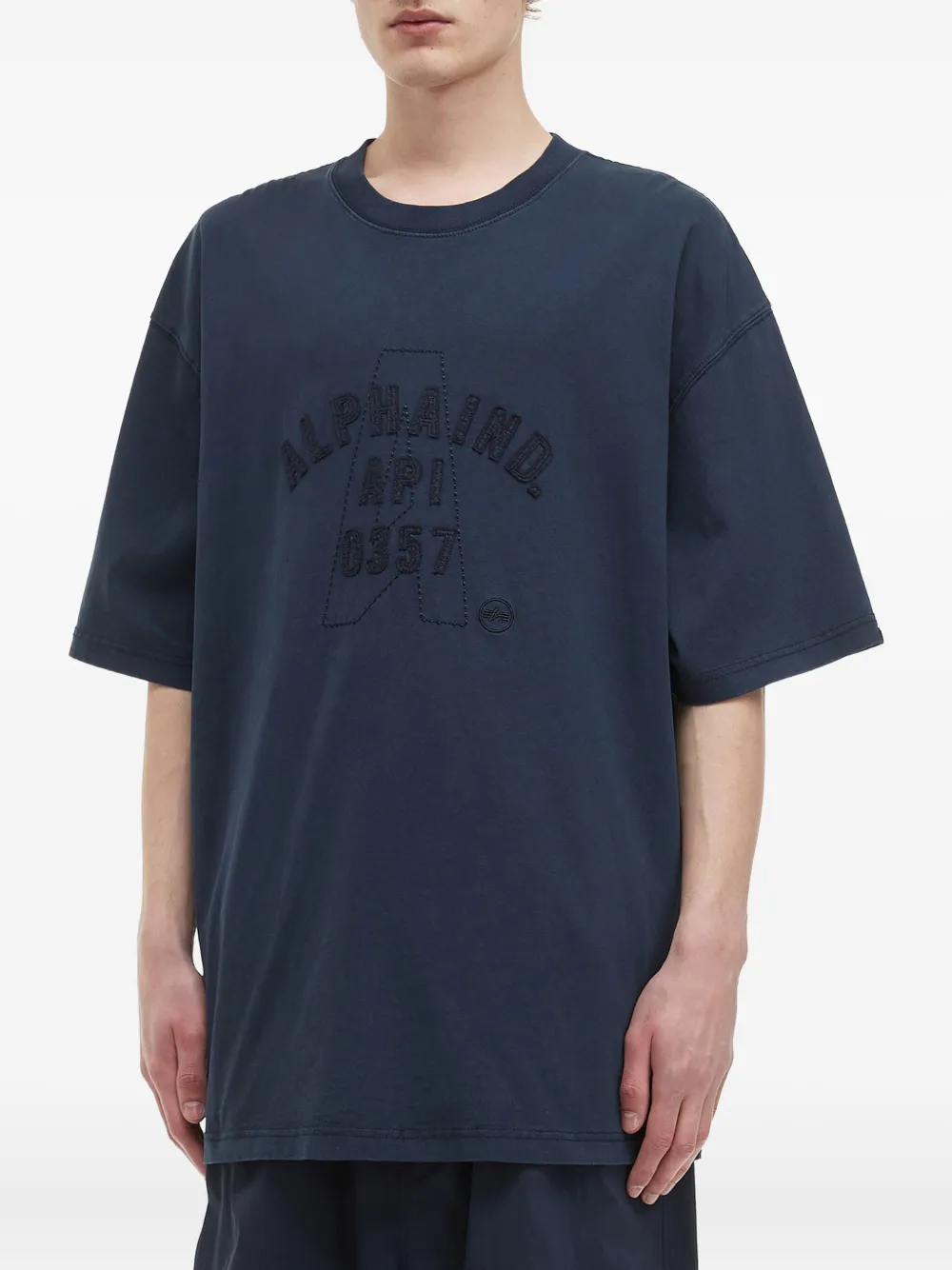 Alpha Industries Embroidered-logo Cotton T-shirt In Blue