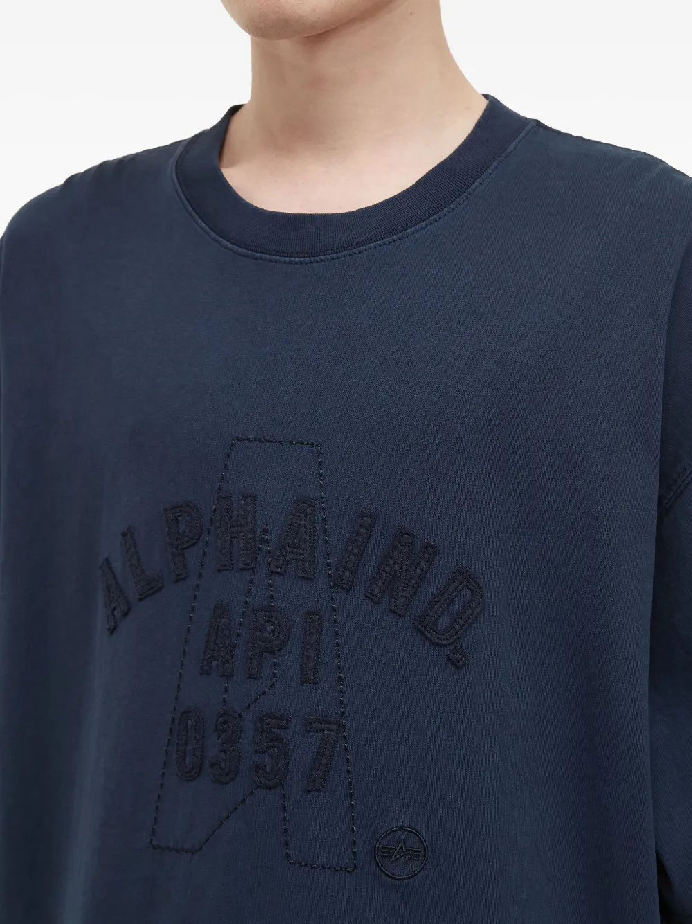 Alpha Industries Embroidered-logo Cotton T-shirt In Blue