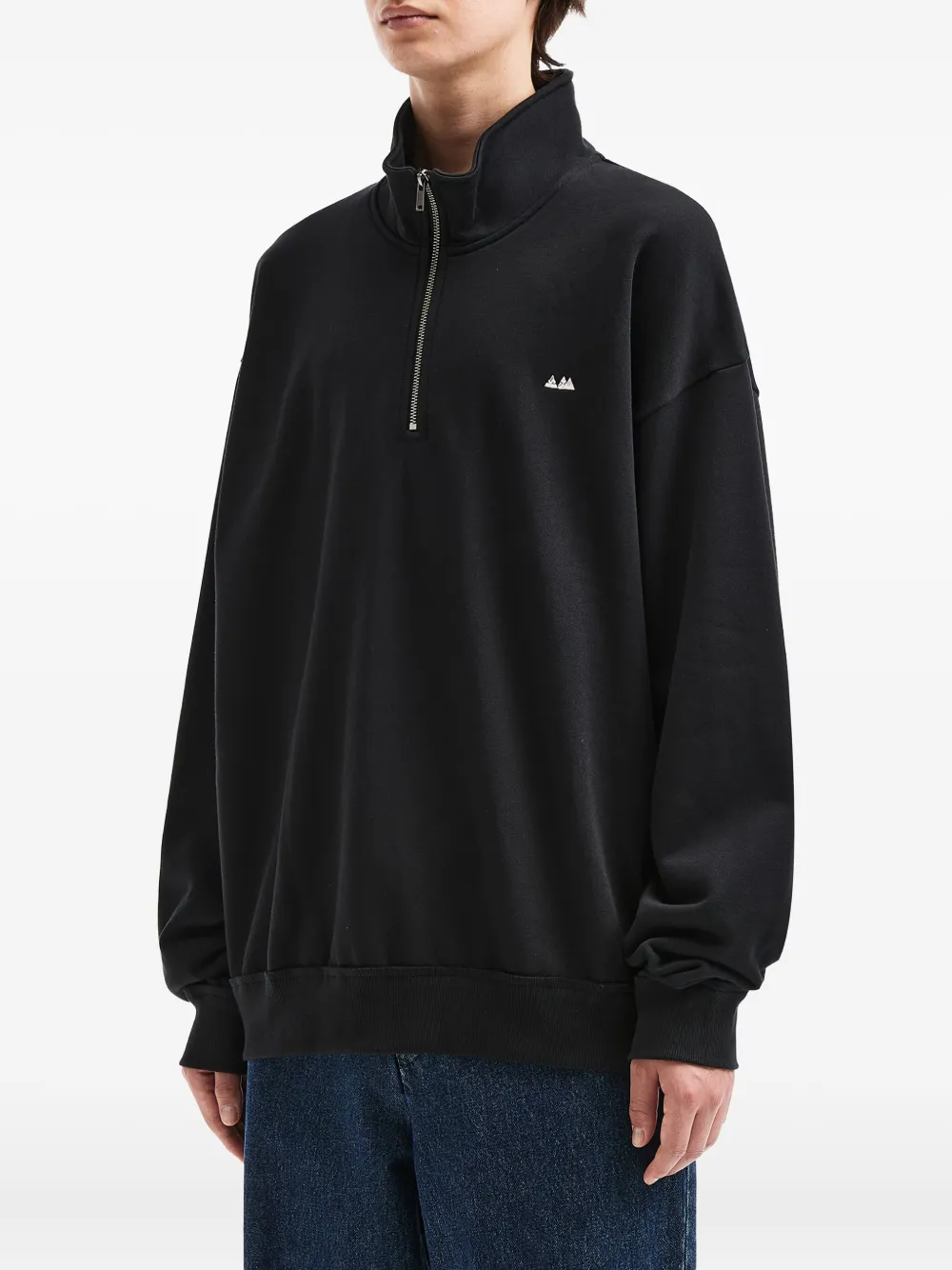 Aftermaths Half-zip Mountain-logo Sweatshirt In Black