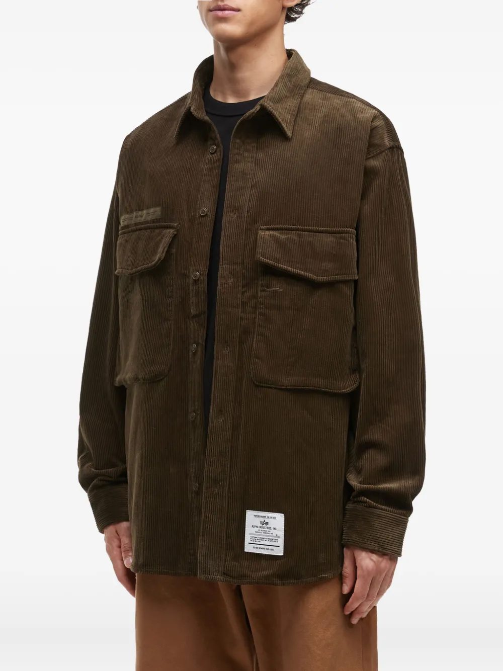 Alpha Industries Corduroy Pocket-detail Shirt In Brown