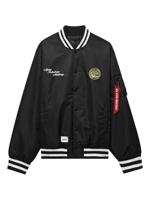 Alpha Industries tiger-patch bomber jacket