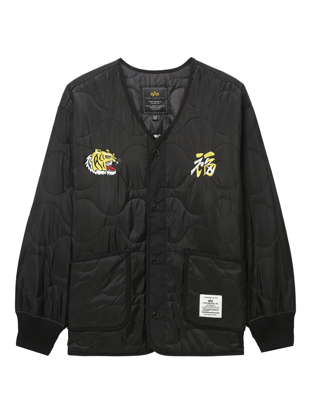 Alpha Industries Quilted Bomber Jacket In Black