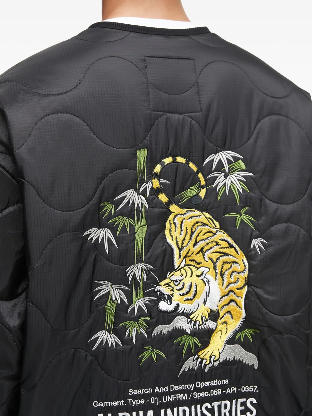 Alpha Industries Quilted Bomber Jacket In Black