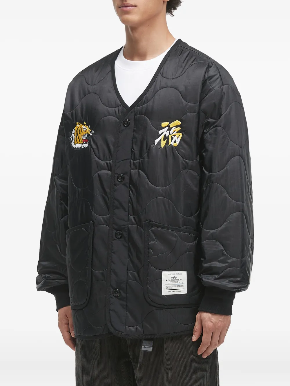 Alpha Industries Quilted Bomber Jacket In Black
