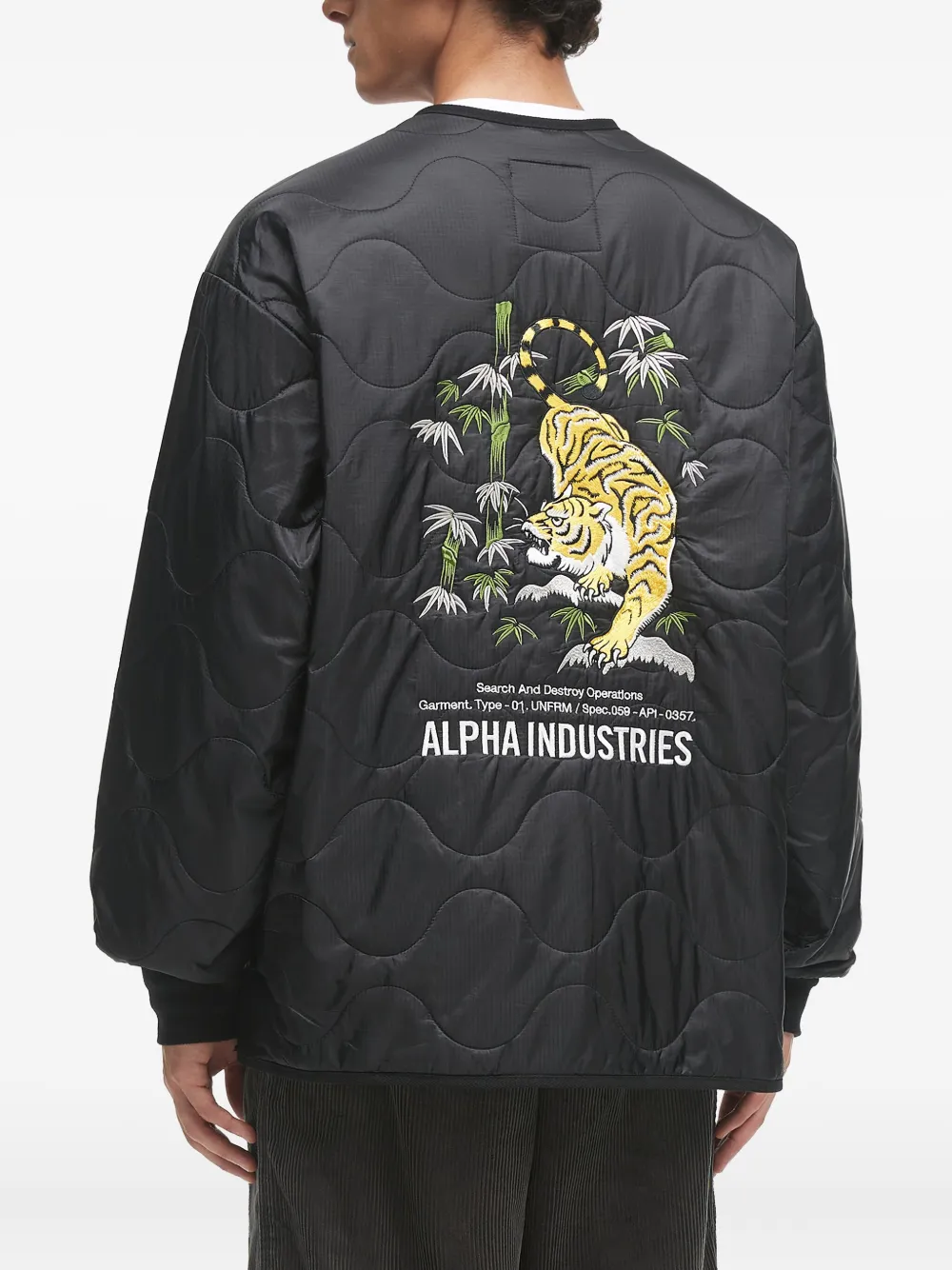 Alpha Industries Quilted Bomber Jacket In Black