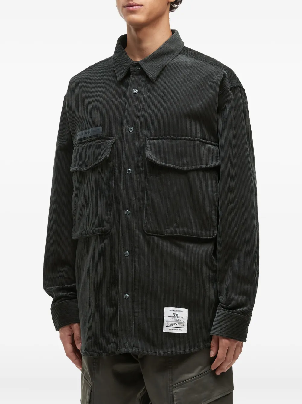 Alpha Industries Corduroy Patch-pocket Shirt In Black