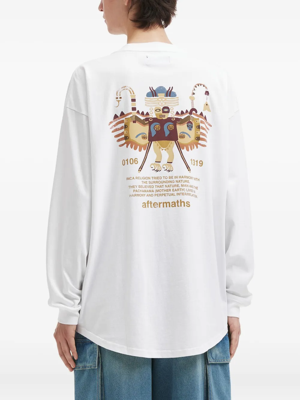 Aftermaths Graphic-print Long-sleeve T-shirt In White